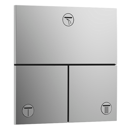 [1621C2074] Robinet UP SHOWERSELECT COMFORT E set de montage final 15,5 x 15,5 cm, pour commander 3 fonctions, robinet Start/Stop, bouton Select débit 32 l/min, sans corps à encastrer 757 049, chromé