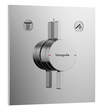 [1621C2083] Mélangeur de douche DUOTURN E UP, set de montage final 15,5 x 15,5 cm, pour commander 2 fonctions, débit 31 l/min sans corps à encastrer 757 049, chromé