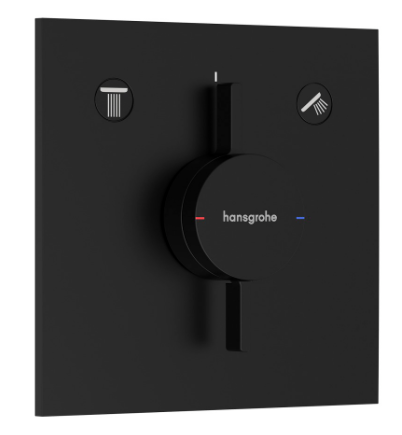 [1621C2084] Mélangeur de douche DUOTURN E UP, set de montage final 15,5 x 15,5 cm, pour commander 2 fonctions, débit 31 l/min sans corps à encastrer 757 049, noir mat