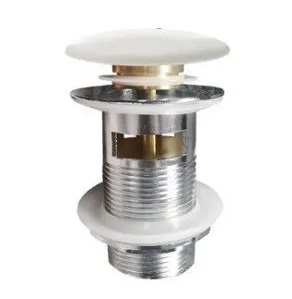 [1621C2094] Bonde soupape d'écoulement 1 1/4" Push open lavabo TAK, appuyez pour ouvrir et fermer, adapté aux lavabos avec trop-plein, chromé, bonde céramique blanc mat