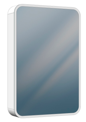 [1617S0370] Armoire de toilette SPHERA Tunable White 50 x 75 x 13 cm profil en aluminium 1 porte à double miroir charnières à gauche 1 prise double en bas à droite éclairage LED direct 34 W entourante, dimmable Lumen 4110, IP24, blanc