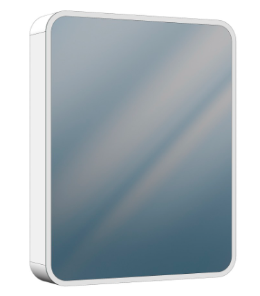 [1617S0373] Armoire de toilette SPHERA Tunable White 60 x 75 x 13 cm profil en aluminium 1 porte à double miroir charnières à droite 1 prise double en bas à gauche éclairage LED direct 37 W entourante, dimmable Lumen 4460, IP24, blanc