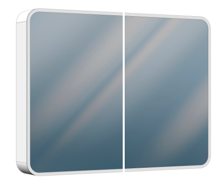 [1617S0376] Armoire de toilette SPHERA Tunable White 100 x 75 x 13 cm profil en aluminium 2 portes à double miroir 2 prises double en bas éclairage LED direct 49 W entourante, dimmable Lumen 5860, IP24, blanc