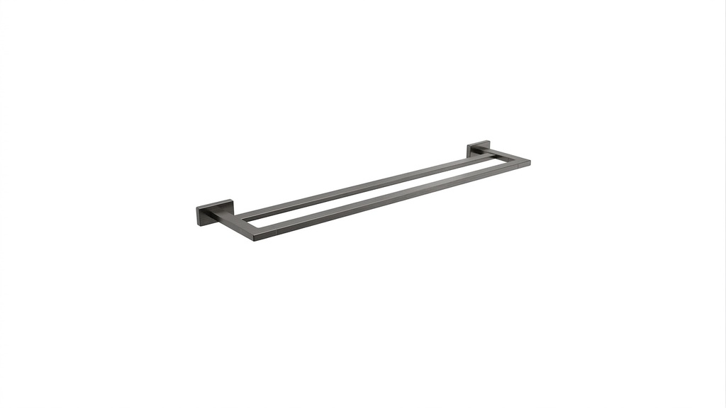 Porte-serviette LEO - L: 60 cm, double, Gun metal brossé