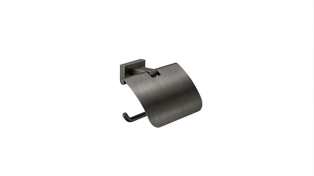Porte-papier basculant LEO avec couvercle, Gun metal brossé