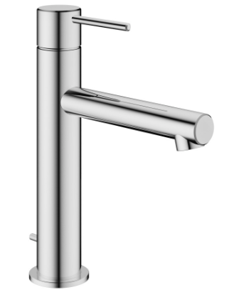 [1621S0948] Mélangeur de lavabo Ono E - S 135 mm, goulot fixe vidage excentrique, tuyaux de raccordement flexibles 3/8", classe énergétique A, acier inoxydable