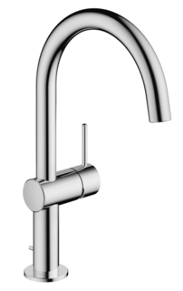 [1621S0953] Mélangeur de lavabo Ono E - S 160 mm, goulot orientable 120°, vidage excentrique tuyaux de raccordement flexibles 3/8", classe énergétique A, chromeline