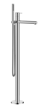 [1621S0972] Mélangeur de bain Ono E - S 245 mm, goulot fixe avec colonne pour montage à pose libre, douche, tuyau de douche 150 cm, sans corps à encastrer 39.000.602.931, acier inoxydable
