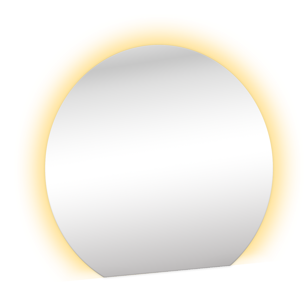 [1617C0582] Miroir demi-lune "Levante" LED  H. 128 x L. 140 x Ep. 2.2 cm - centré - cadre arrière en aluminium - sans prise ni interrupteur - lumière naturelle 4000 K - Possibilité d'installer des lampes de miroir : Stelo / Globo / Watch