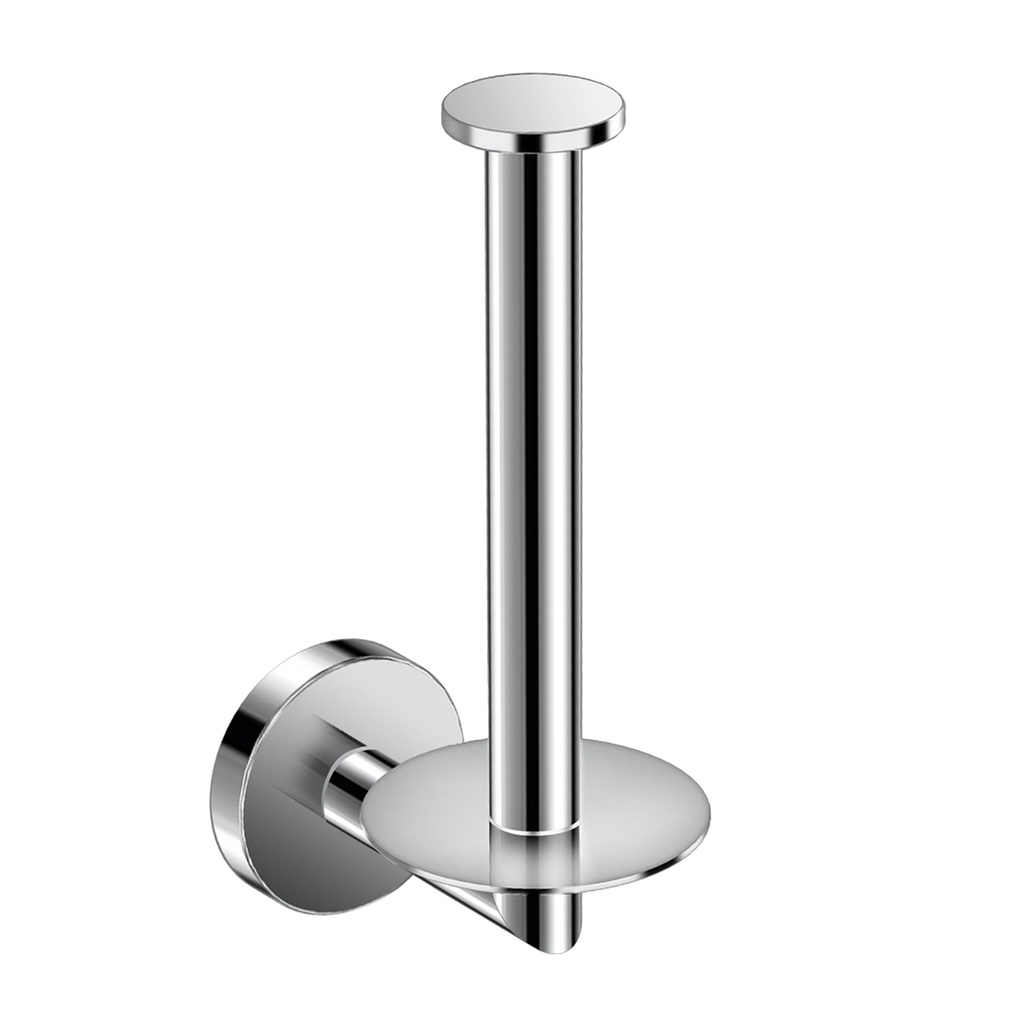 [1690C1693] Porte-rouleau papier WC vertical ODM, H17 x L6 x P9 cm, rosace ronde, chromé