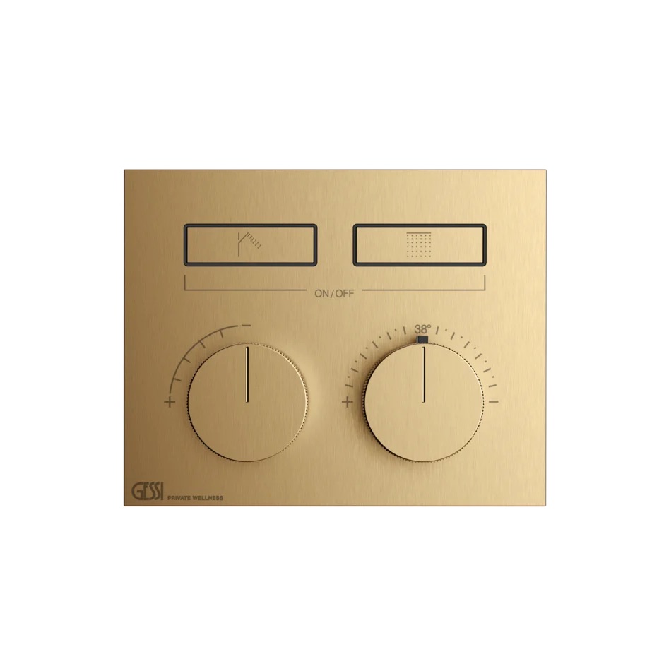 [1621C2122] Partie apparente pour mitigeur thermostatique HI-FI Compact deux fonctions avec touche on/off, sans corps à encastrer 63001 - 727 Brass Brushed PVD