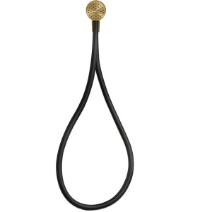 [1621C2123] Garniture de douche Hi-Fi coude de raccordement mural 1/2", douche à main magnétique système anticalcaire, tuyau de douche Darkflex 150 cm support, 727 Brass Brushed PVD