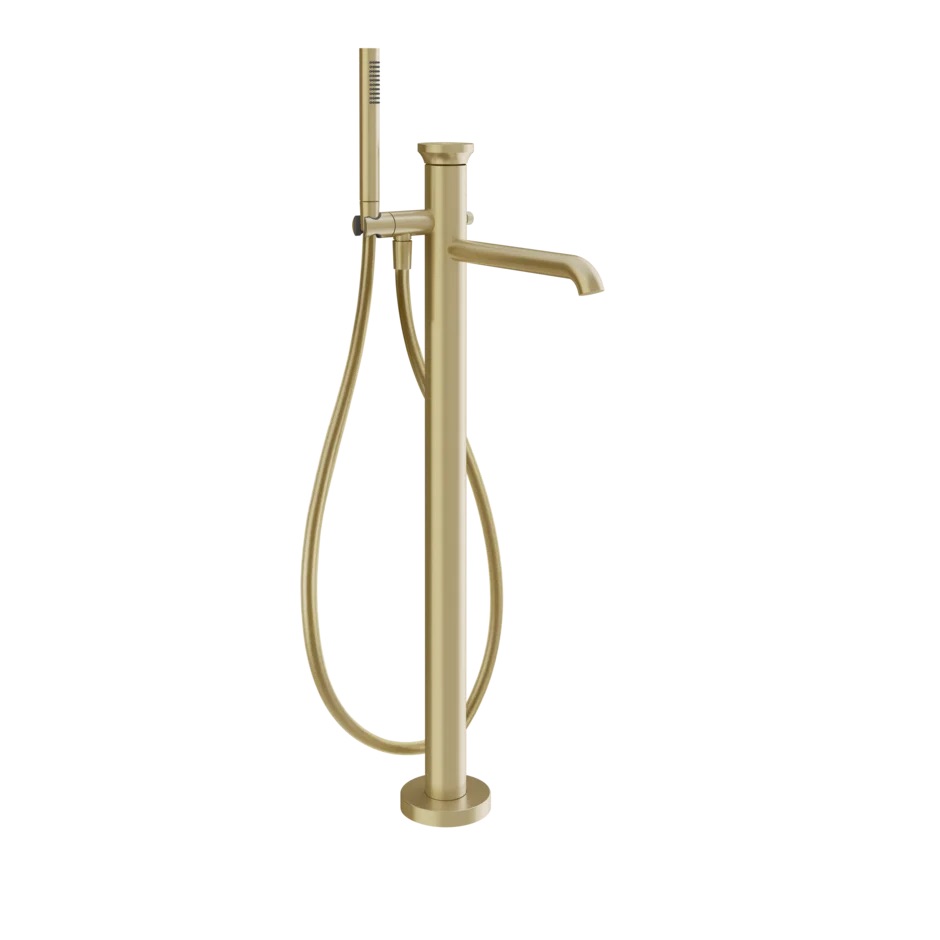 [1621C2125] Mitigeur de baignoire sur socle H. jusqu'à l'aérateur 787 mm avec douchette et flexible 1500 mm. Insert 66600 en finition inclus. 727 Brass Brushed PVD