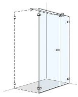 [1613C0522] Porte battante S606Plus - clair 100,1-140 cm, H 200 cm pour cloison latérale, avec cloison latérale en alignement sans cadre, charnières à gauche à cloison latérale profil contre l'éclaboussement MESURES EXACTES SELON PRISE DE MESURE, verre véritable clair, couleur spéciale Optique GOLD