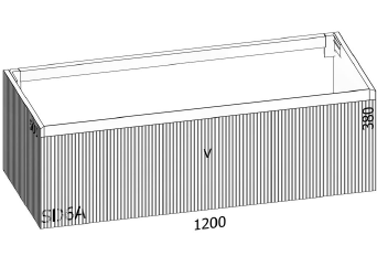 [1616C4243] Elément inférieur sous-lavabo pour plan, L120xH38xP50 cm, Caisson int. 10F-Nob.Grigio fumé, 1 tiroir H 38 cm, corps/faces côtés biseautés 45° D/G Lime 3.0 Canneté B, couleur mat 245 Rosa Etoile Opaco, SYSTEM M3, poignée Prise 45° gorge supérieur H. 55x14 - dimension 1163