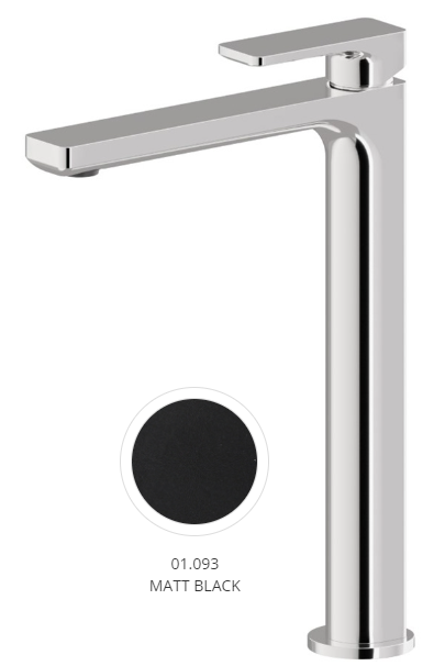 [1621H0949] Mélangeur de lavabo B-EASY S 165 mm, version haute Hauteur 252 mm jusqu'à l'aérateur sans vidage, débit 5 l/min, noir mat