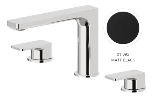 [1621H0951] Mélangeur de lavabo à 3 trous B-EASY S 165 mm sans vidage, débit 5 l/min, noir mat