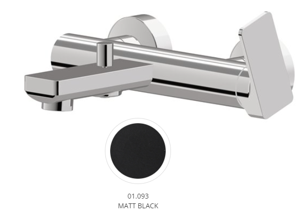 [1621H0961] Mélangeur de bain B-EASY nu, E 150 mm, avec raccords excentriques 1/2 x 3/4, noir mat