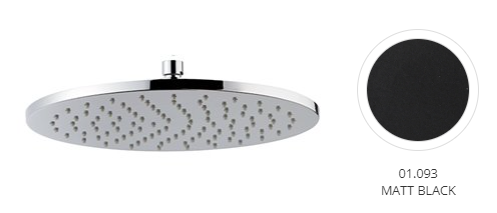 [1621H0979] Tête de douche ronde en laiton B-EASY avec jet pluie, h. 8 mm, diam. 300 mm, sans bras, noir mat