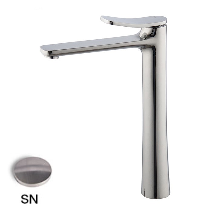 [1621C2136] Mélangeur de lavabo réhaussé FLO, S 170 mm - H 260 mm jusqu'à l'aérateur sans vidage, débit 5l/min, SN Nickel Brossé