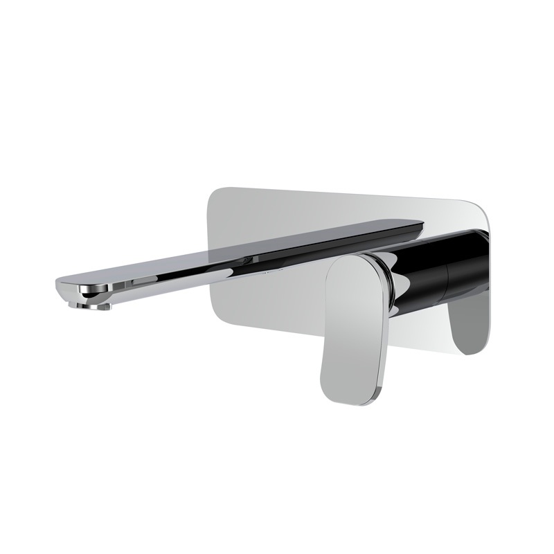 [1621C2137] Mélangeur de lavabo encastré FLO, S 150 mm écartement entre poignée et bec 120 mm, avec plaque rectangulaire 216x90 mm, SANS corps encastrable, débit 5 l/min, CR Chromé