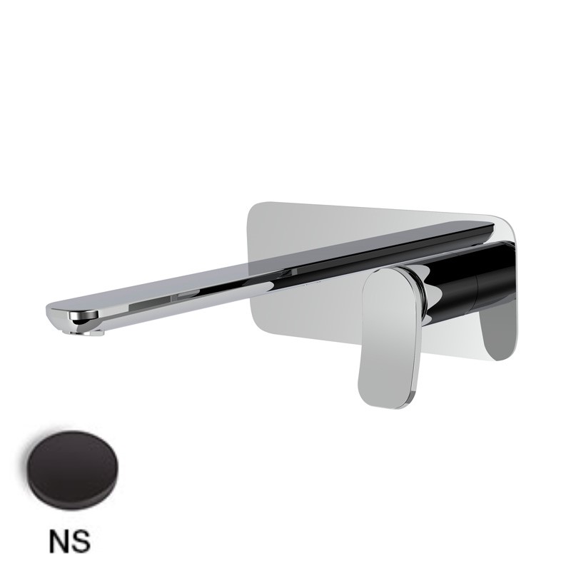 [1621C2142] Mélangeur de lavabo encastré FLO, S 196 mm écartement entre poignée et bec 120 mm, avec plaque rectangulaire 216x90 mm, SANS corps encastrable, débit 5 l/min, NS Noir Mat