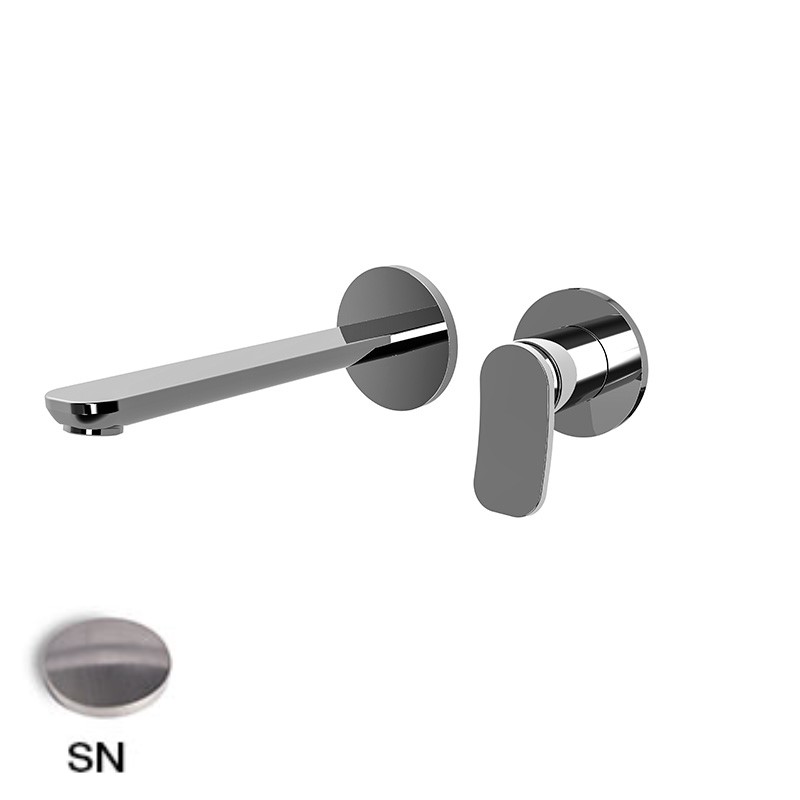 [1621C2149] Mélangeur de lavabo encastré FLO, S 201 mm écartement entre poignée et bec 120 mm, SANS corps encastrable, débit 5 l/min, SN Nickel Brossé