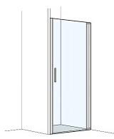 [1613H0423] Porte battante S400Plus Niche 66-69 cm, H 200 cm sans élément fixe, charnières à droite, profil contre l'éclaboussement, verre véritable clair, argent mat