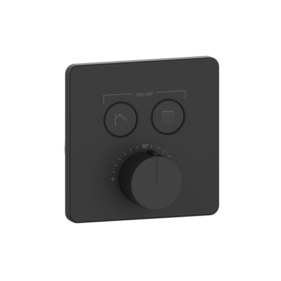 [1621C2297] Partie apparente pour mitigeur thermostatique deux fonctions avec touche on/off, finition 299 Noir Mat