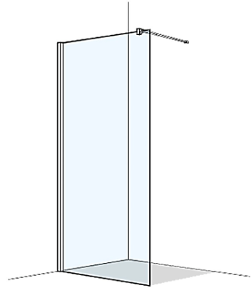 [1613H0425] Cloison latérale S400PLUS pose libre -100 cm, H 200 cm charnières à gauche, MESURES EXACTES SELON PRISE DE MESURE, verre véritable clair, argent mat