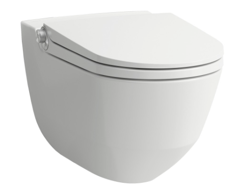 [1626C0034] WCdouche CLEANET RIVA UP cuvette murale en céramique télécommande, contrôleur de fonction de douche, matériel de fixation et de raccordement manchette d'écoulement, siège avec couvercle, abaissement automatique, 220-240 V, standard, blanc mat