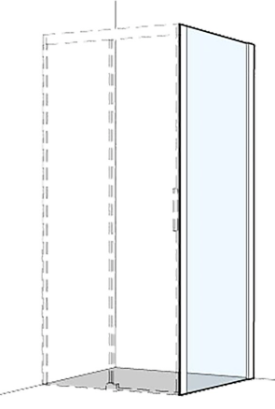 [1613H0431] Cloison latérale S404Plus 77,5-79 cm, H 200 cm cadre partiel, pour porte coulissante MESURES EXACTES SELON PRISE DE MESURE, verre véritable clair, argent mat