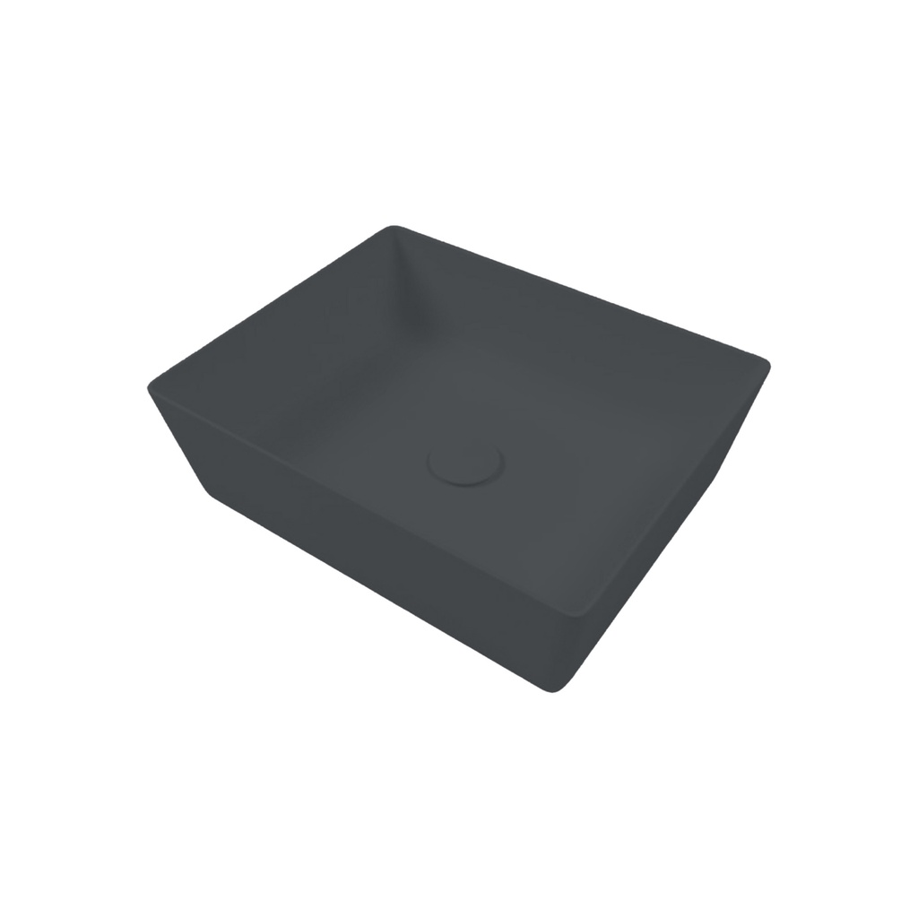 [1624C0914] Vasque à poser BLADE 11 carrée, en céramique, 50x38 cm H. 15.5 cm sans trop-plein, sans bonde, cenere mat
