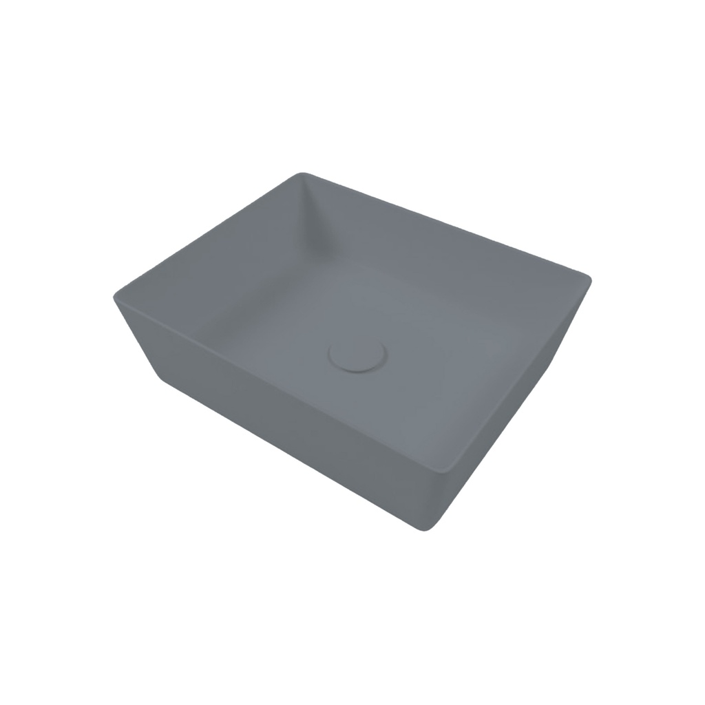 [1624C0915] Vasque à poser BLADE 11 carrée, en céramique, 50x38 cm H. 15.5 cm sans trop-plein, sans bonde, cemento mat