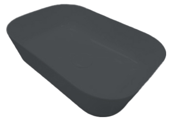 [1624C0916] Vasque à poser BLADE 18 carrée - bord arrondi, en céramique, 55x38 cm H. 15.5 cm sans trop-plein, sans bonde, cenere mat