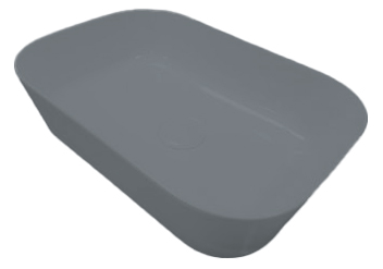 [1624C0917] Vasque à poser BLADE 18 carrée - bord arrondi, en céramique, 55x38 cm H. 15.5 cm sans trop-plein, sans bonde, cemento mat