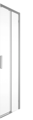 Entrée diagonale DIV 120 cm H 200 cm 1 porte coulissante, élément fixe, protection Aquaperle, verre vérit. clair cleaneffect, 1 CÔTE DROITE SEUL, argent poli-brillant
