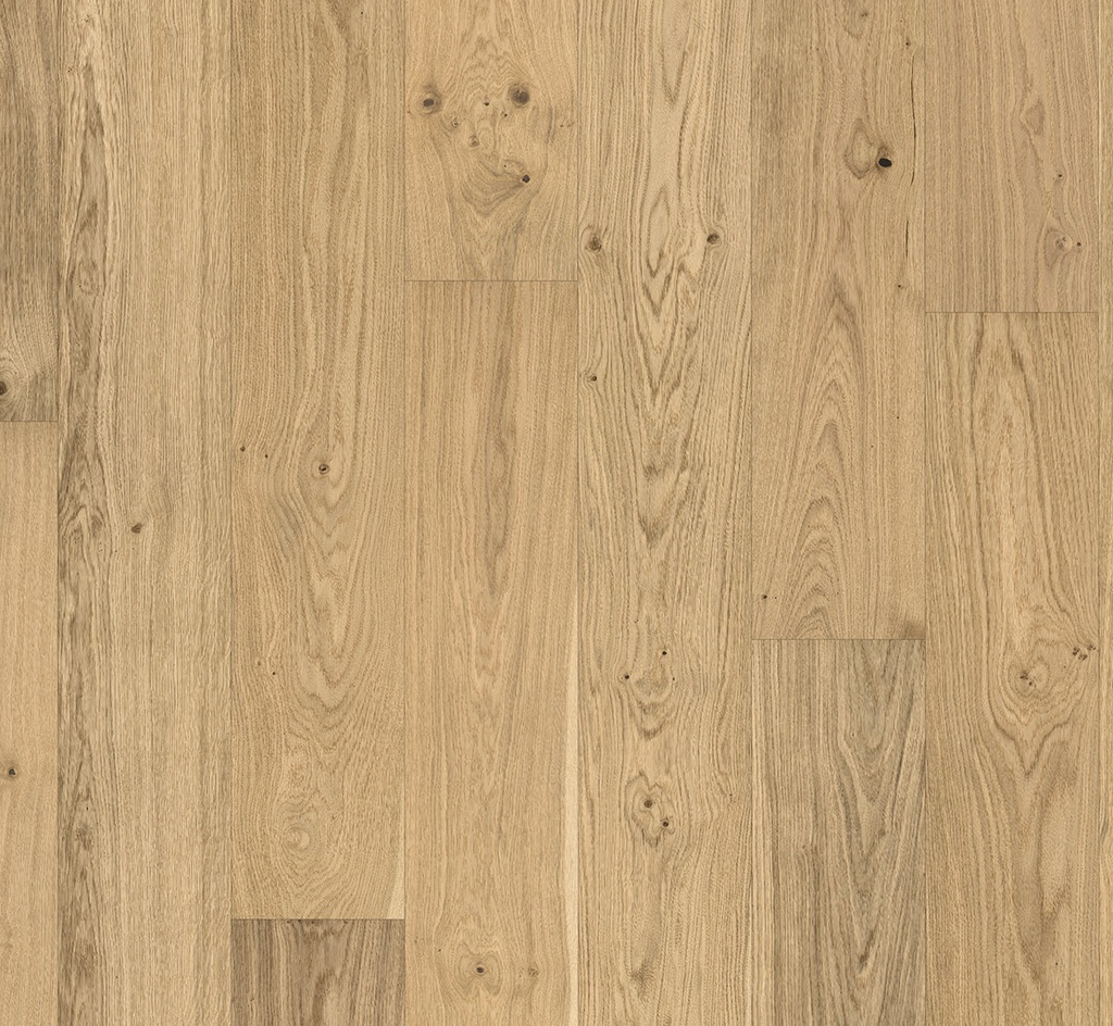 Parquet Chêne Grande Lame Texture Douce - Choix Rustikal - Huilé naturel plus - Mini chanfrein sur 4 côtés - 2380 x 233 x 13 mm - Couche d'usure 2.5 mm - 3.327 m2/carton - 6.12 kg/m2 - 119.781 m2/palette