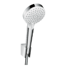 [1621C2225] Set support de douche Crometta Vario EcoSmart, douchette diam. 100 mm avec changement du jet via le disque de jet, avec flexible de douche 125 cm, débit 6.7 l/min, chromé - blanc