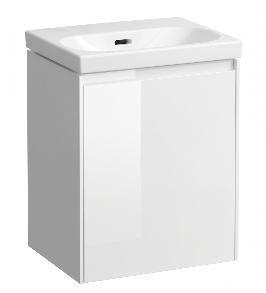 Élément inférieur LOOK 43,5 x 51,5 x 34,0 cm armoire de tablette, 1 porte charnières à droite pour lave-mains 45 cm LOOK, standard, blanc brillant