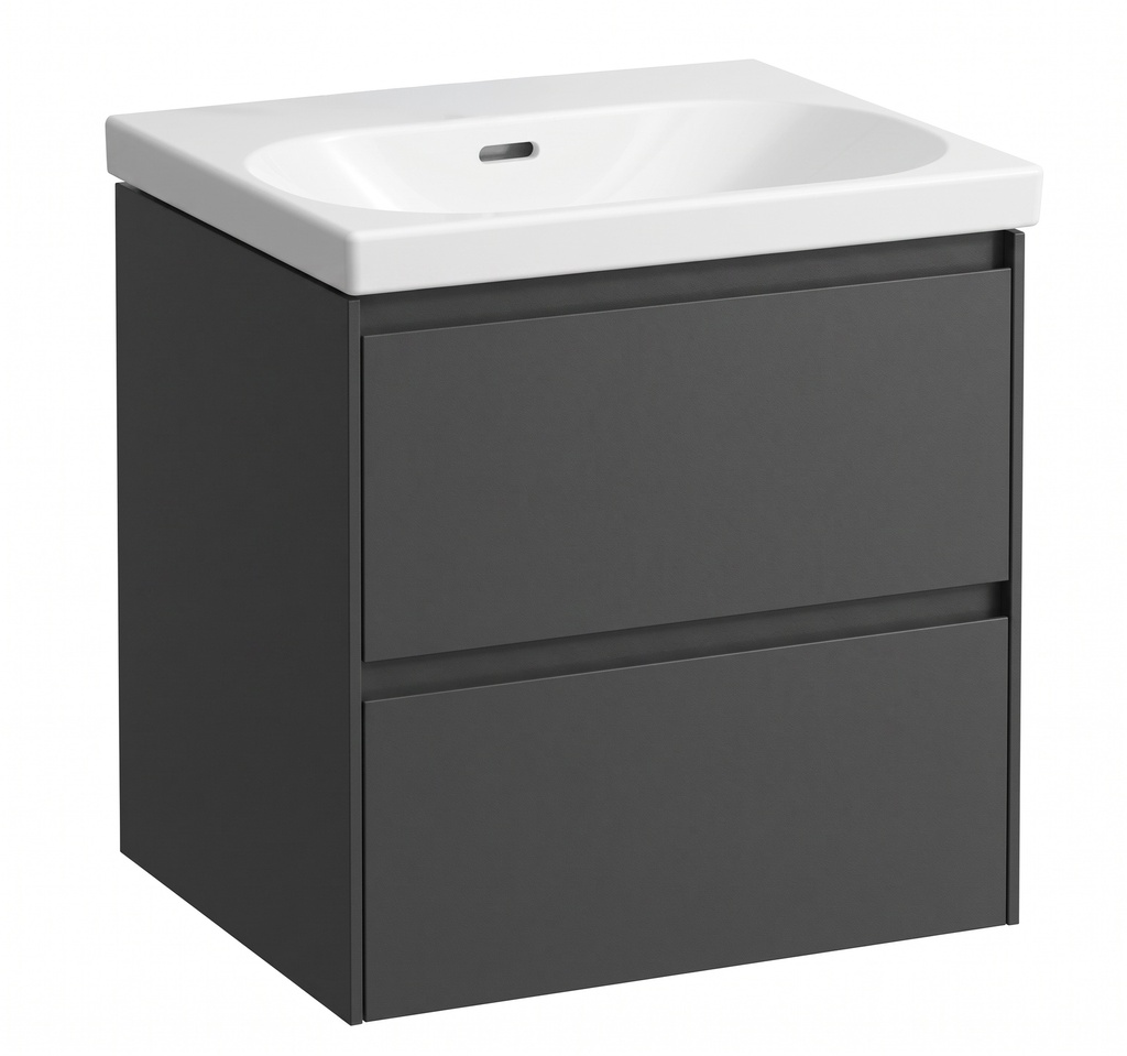 Élément inférieur LOOK 53,5 x 53,0 x 44,0 cm élément à 2 tiroirs pour lavabo 55 cm LOOK, standard, gris