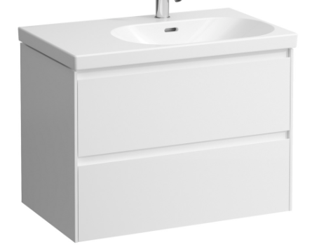 Élément inférieur LOOK 73,5 x 53,0 x 45,0 cm élément à 2 tiroirs pour lavabo à droite 75 cm LOOK, standard, blanc brillant