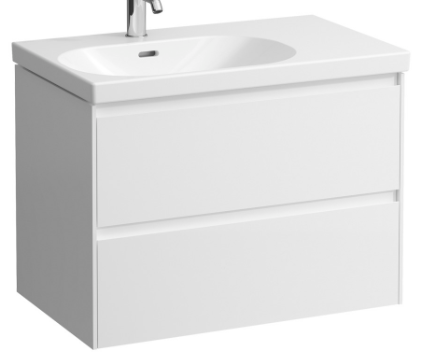 Élément inférieur LOOK 73,5 x 53,0 x 45,0 cm élément à 2 tiroirs pour lavabo à gauche 75 cm LOOK, standard, blanc brillant