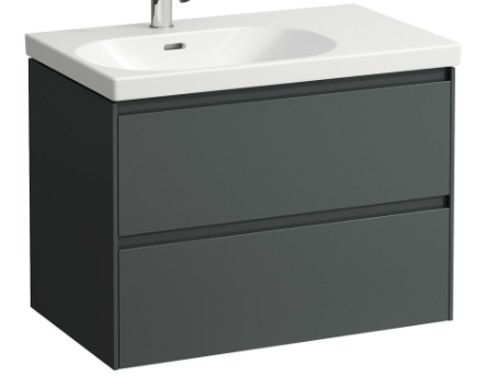 Élément inférieur LOOK 73,5 x 53,0 x 45,0 cm élément à 2 tiroirs pour lavabo à gauche  75 cm LOOK, standard, gris