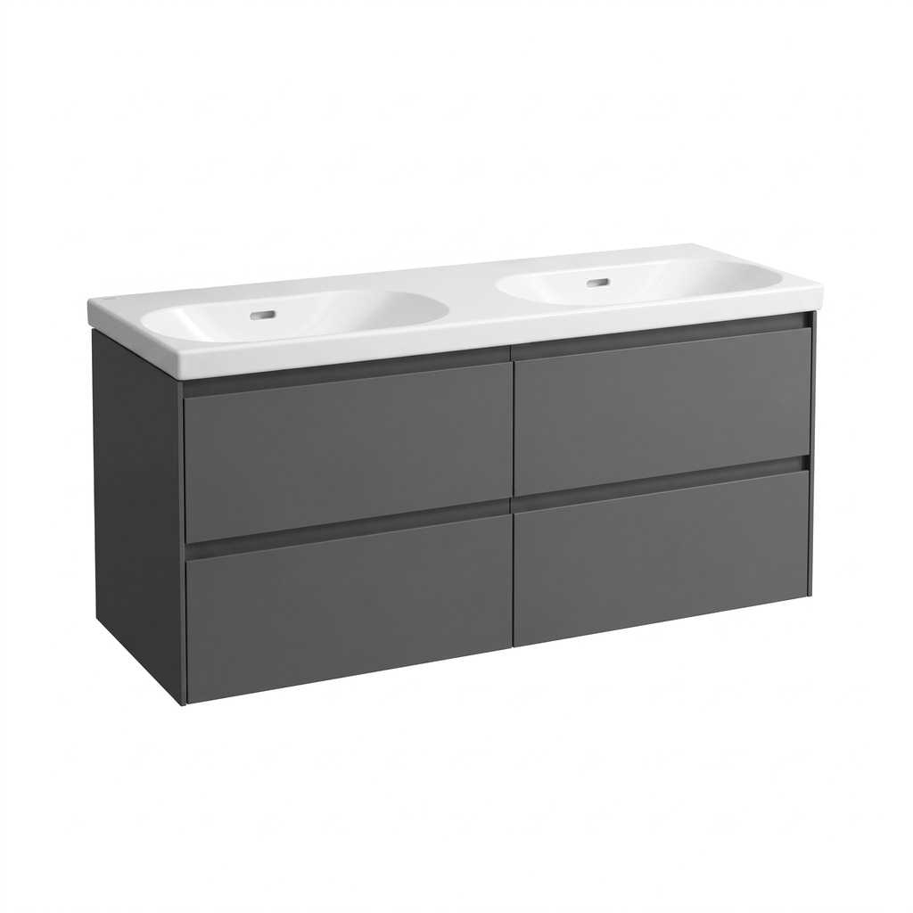 Élément inférieur LOOK 118 x 53,0 x 44,0 cm 2 éléments à chacun 2 tiroirs pour lavabo double 120 cm LOOK, standard, gris