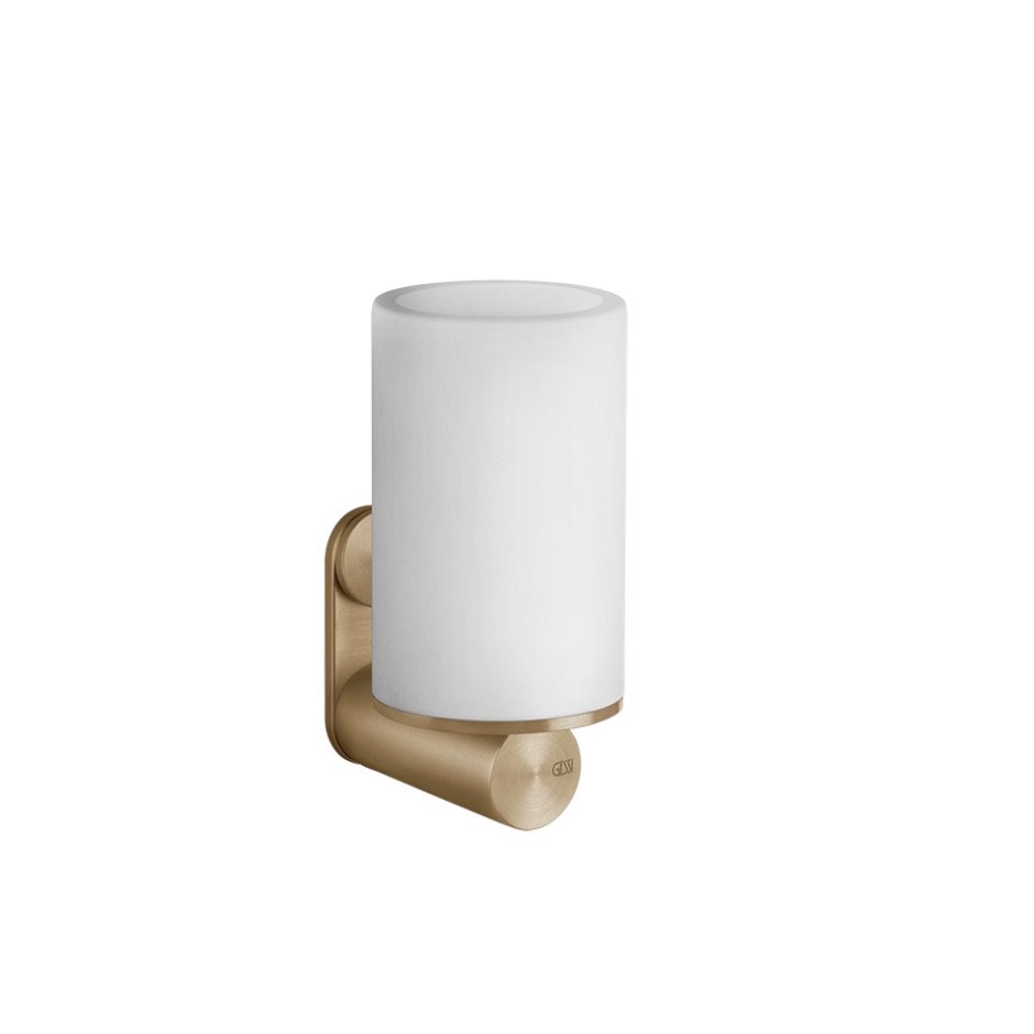 [1690C1724] Porte-verre mural, GESSI 316, en verre blanc, H15.4 cm, prof 10.8 cm, Finition 726 Warm Bronze Brushed PVD