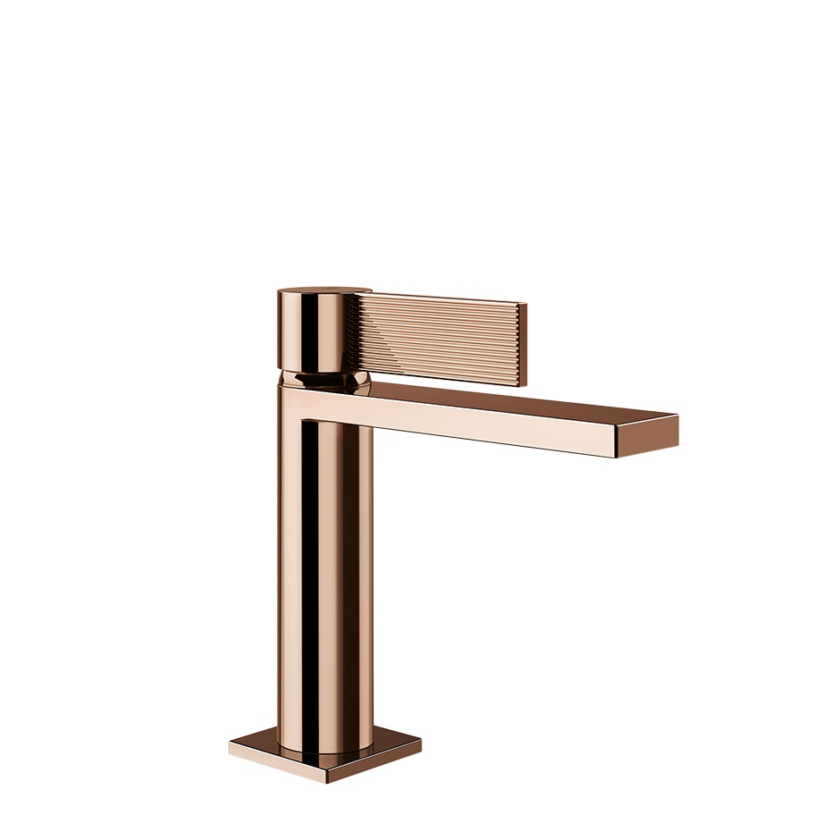 [1621C2250] Mitigeur de lavabo INVERSO RIGATO S 126 mm H goulot 127 mm, avec bonde "Stop&Go" et flexibles de raccordement, 030 Copper PVD