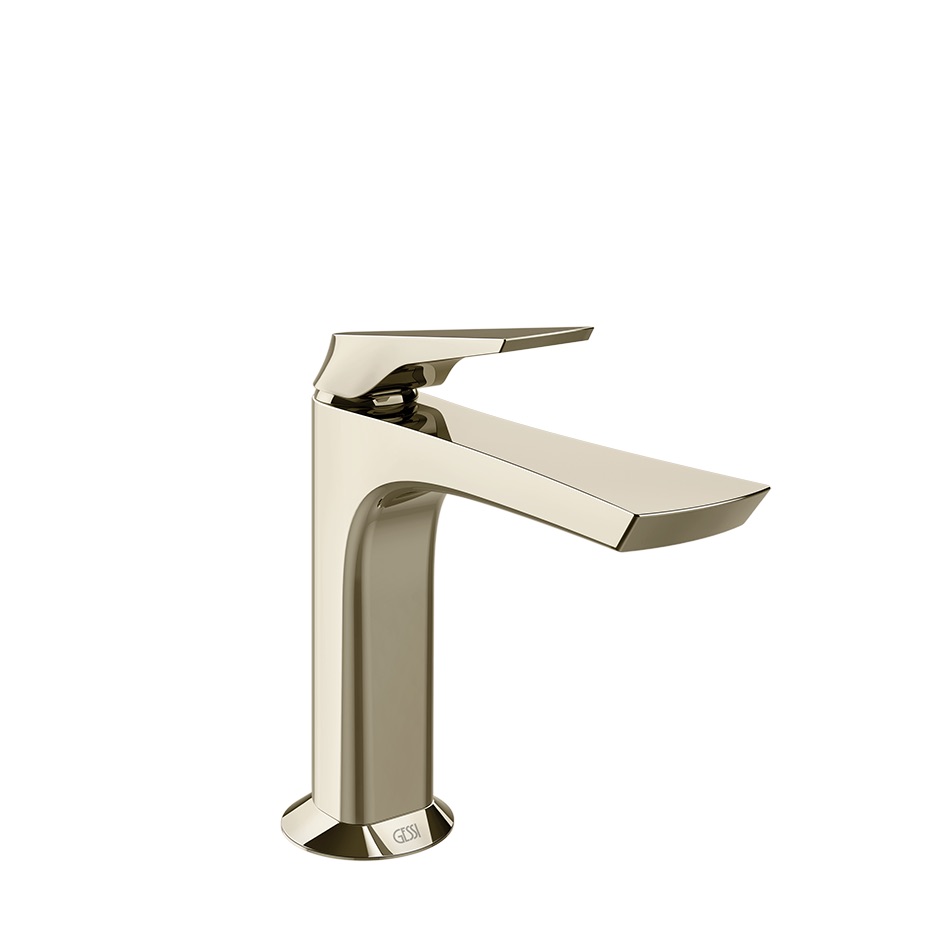 [1621C2255] Mitigeur de lavabo VENTAGLIO S 128 mm H goulot 121 mm, avec bonde "Stop&Go" et flexibles de raccordement, 720 Nickel PVD