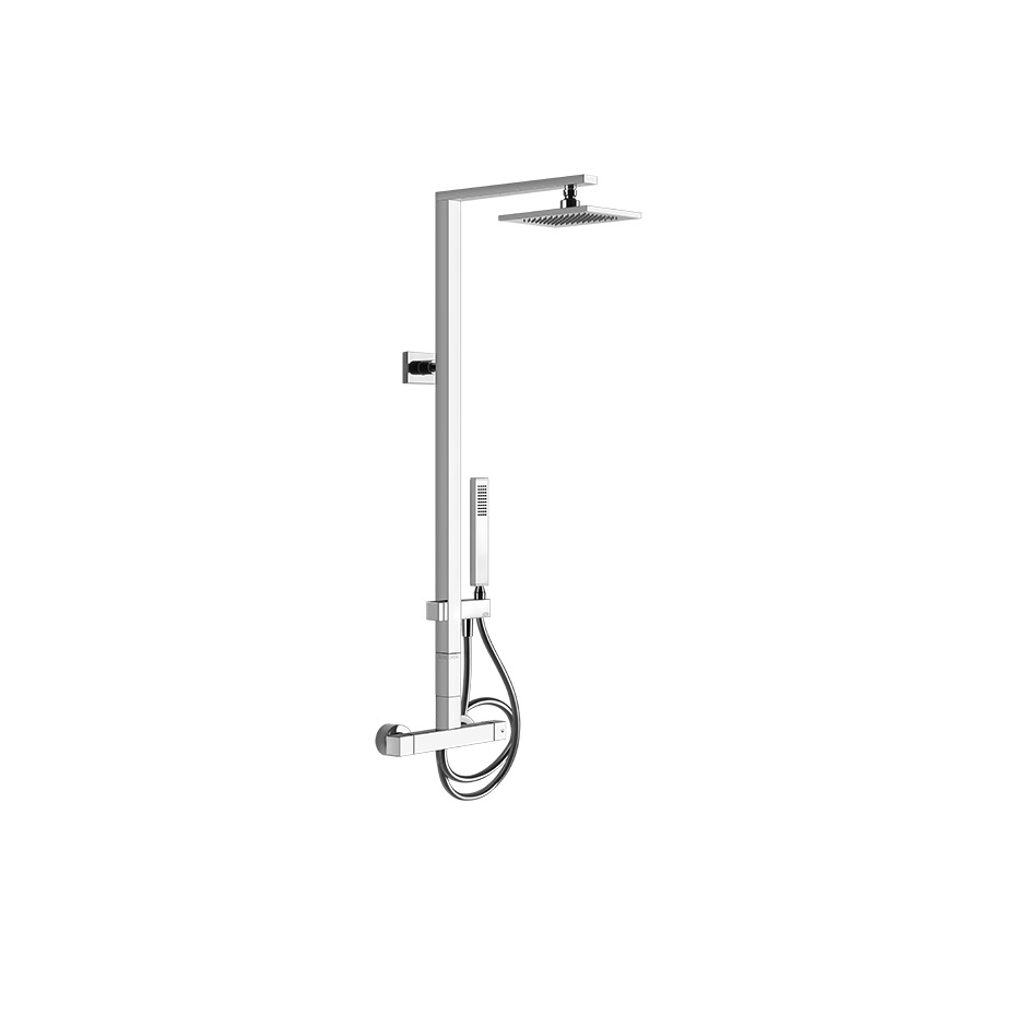 [1621C2258] Mitigeur thermostatique mural avec pomme de douche, inverseur automatique, flexibles 1,50 m et douchette anticalcaire, 031 chromé