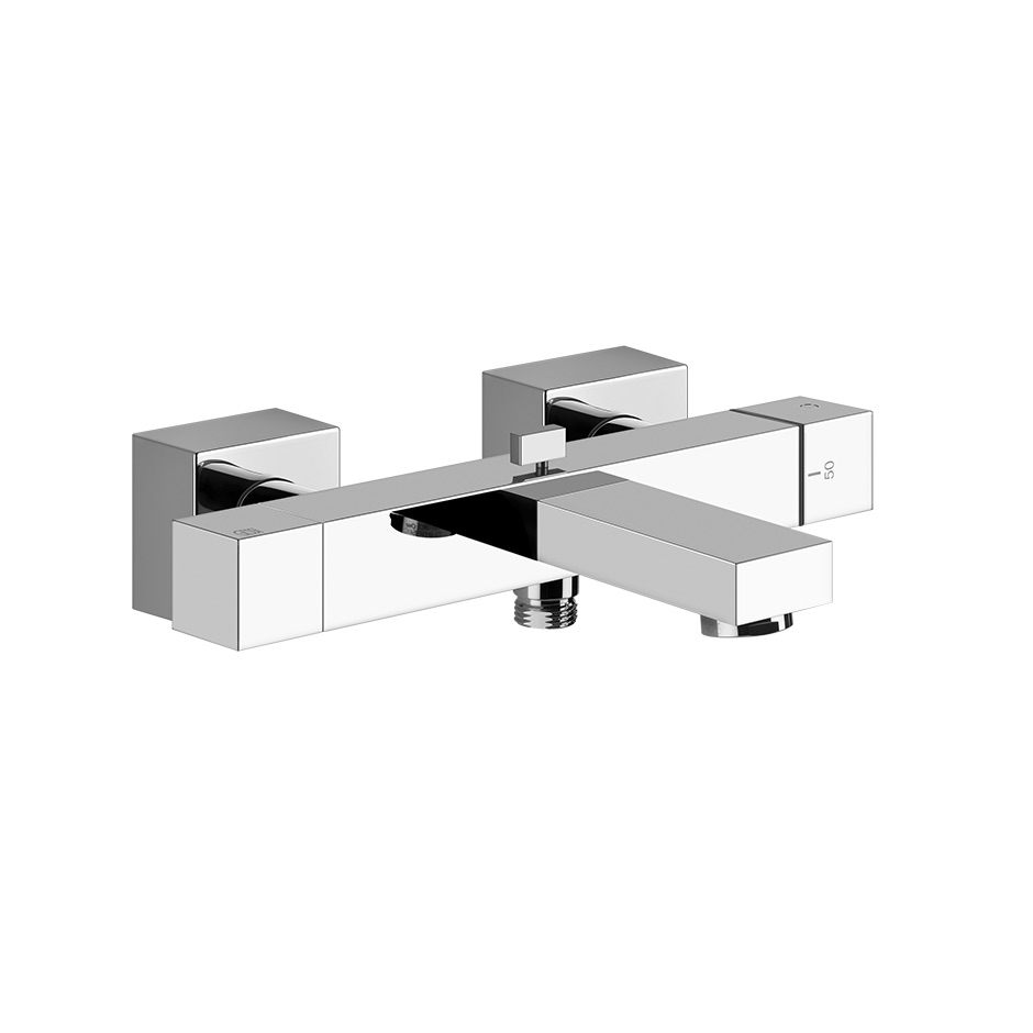 [1621C2264] Mélangeur de bain RETTANGOLO K E 150 mm, thermostatique, avec raccords excentriques 1/2 X 3/4, sans tuyau de douche et douchette, groupe acoustique NT, 031 chromé